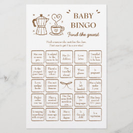 Lámina Coffee Find the Guest Baby Bingo Game