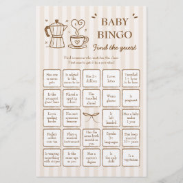 Lámina Coffee Find the Guest Baby Bingo Game