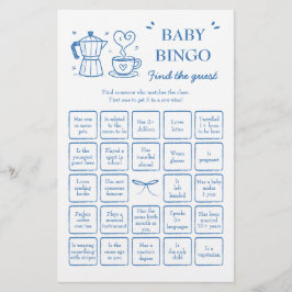 Lámina Coffee Find the Guest Baby Bingo Game