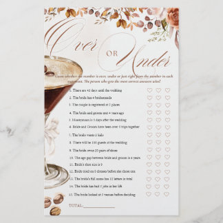 Lámina Coffee Martini Over or Under Bridal Shower Game