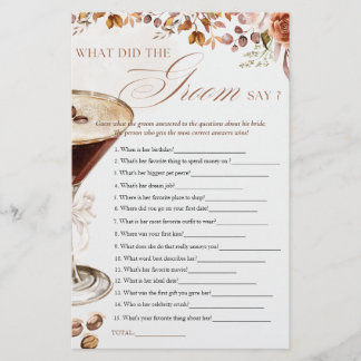 Lámina Coffee Martini What Groom Say Bridal Shower Game