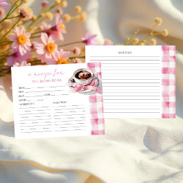 Lámina Coffee Pink Bow Bridal Shower Recipe Cards