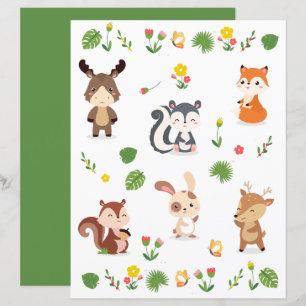 Lámina Colección de animales de bosque 2 Papel de reserva