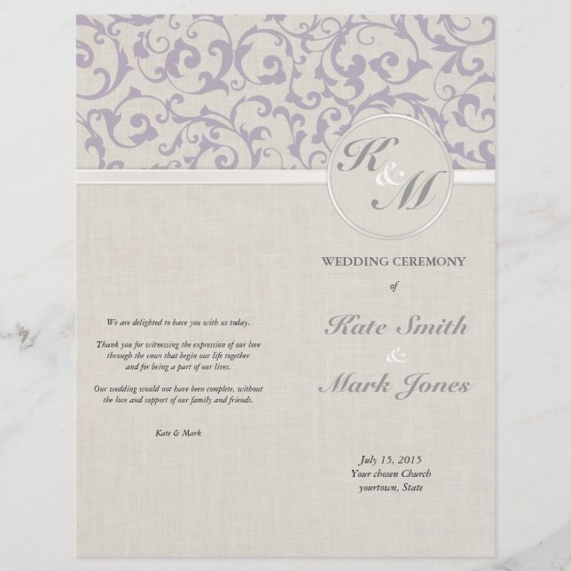 Lámina Colección de Bodas de lavanda SmartElegance (Anverso)