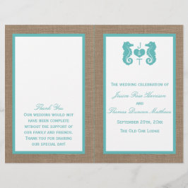 Lámina Colección de Bodas Turquoise Seahorse Burlap Beach