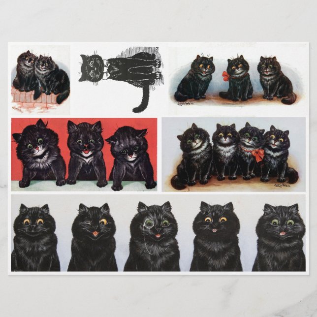 Lámina Colección de gatos negros por Louis Wain (Anverso)
