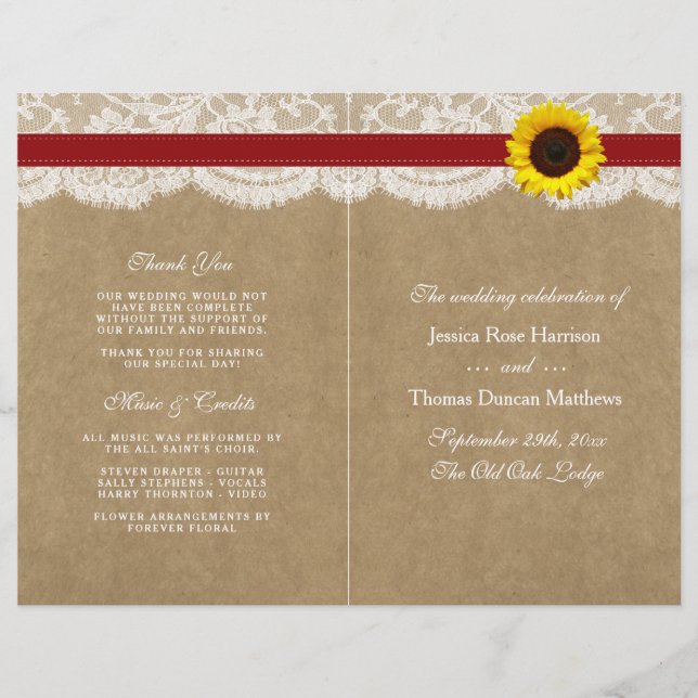 Lámina Colección Kraft, Lace & Sunflower - Rojo (Anverso)