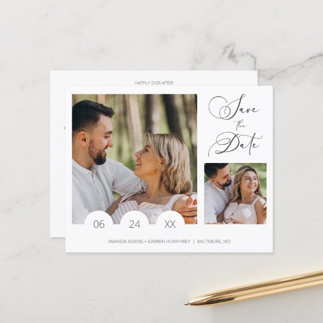 Lámina Collage barato de presupuesto 2 fotos Boda Minimal (Anverso/Reverso In Situ)