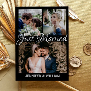 Lámina Collage de fotos acaba de casarse con Invitación B