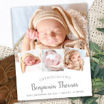 Lámina Collage de fotos bebé elegante de presupuesto<br><div class="desc">Anuncie su recién nacido a amigos y familiares con estas elegantes y modernas tarjetas de presentación de fotos. Personalizar con 4 de tus fotos favoritas, y personaliza con nombre, fecha de nacimiento, estadísticas de nacimiento. DERECHOS RESERVADOS © 2020 Judy Burrows, Black Dog Art - Todos los derechos reservados. Collage de...</div>