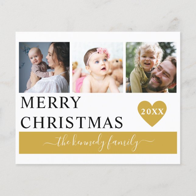 Lámina Collage de fotos Budget Merry Christmas Gold Heart (Anverso)