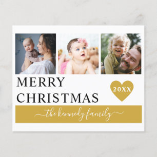 Lámina Collage de fotos Budget Merry Christmas Gold Heart