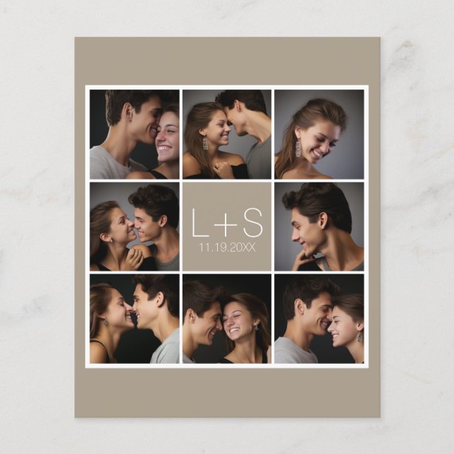 Lámina Collage de fotos con volante monograma (Anverso)