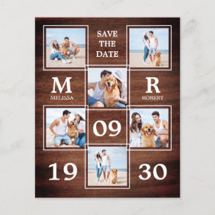 Lámina Collage de fotos de Boda Rústico Presupuestario Gu