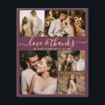 Lámina Collage de fotos de presupuesto Boda Bordo Gracias<br><div class="desc">Budget Elegant Burgundy Gold Script 5 Collage de fotos Boda Gracias folleto personalizado asequible de bajo presupuesto. Plantilla de agradecimiento boda moderno que incluye cinco (5) fotos en la parte delantera y una (1) foto en la parte posterior. En la parte delantera del papel "Amor y gracias" escritura tipográfica en...</div>