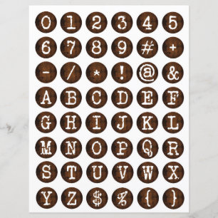 Lámina Collage de letras antiguas ornamentales de máquina