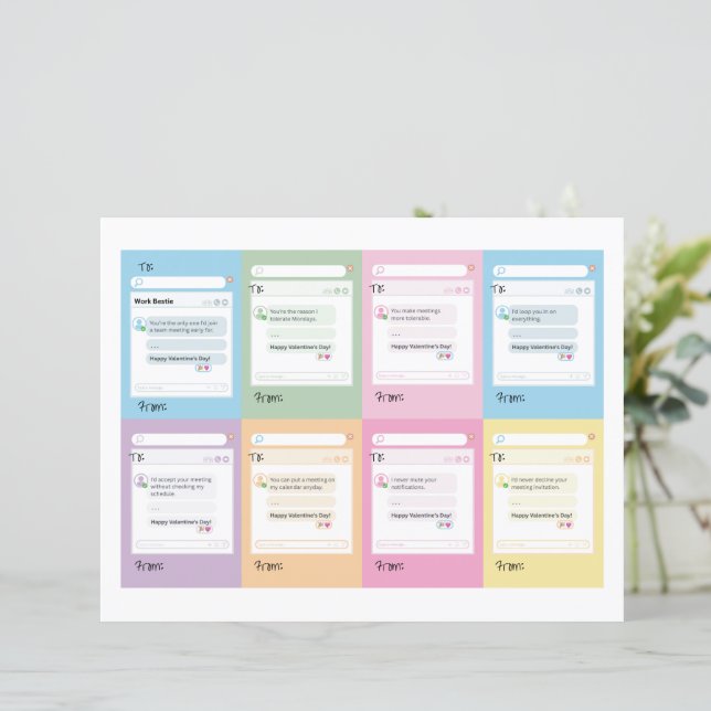 Lámina Colleague Valentine Card Corporate Pun Valentine (Anverso de pie)