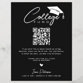Lámina College Fund Qr Code Black White Graduation Modern