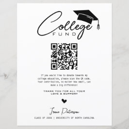 Lámina College Fund Qr Code Black White Graduation Modern