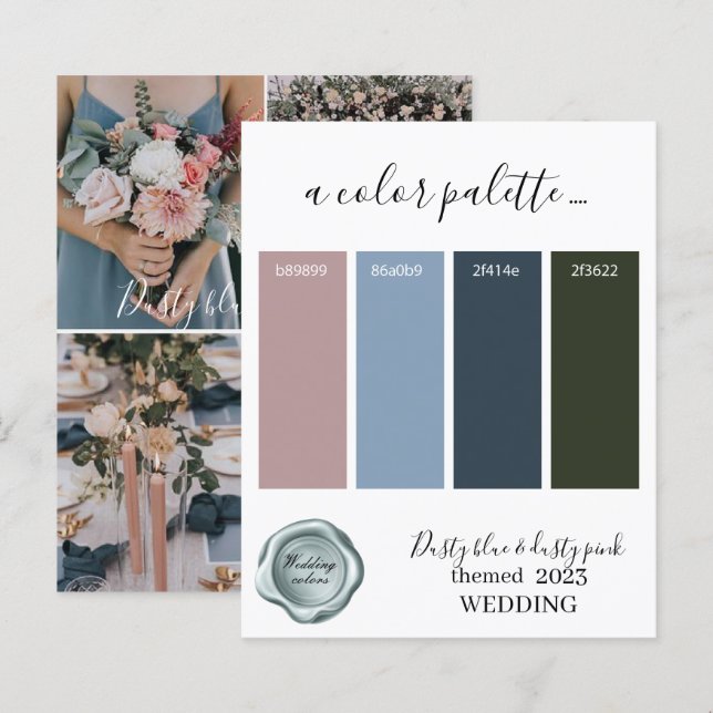 Lámina Colores Bodas polvorientos de color azul y rosa pá (Anverso / Reverso)