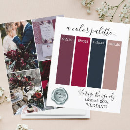 Lámina Colores de Boda de Borgoña Vintage con claseHoja d