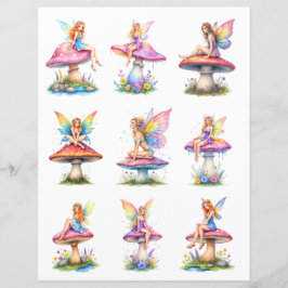 Lámina Colorful Fairy Scrapbook Paper Cutouts