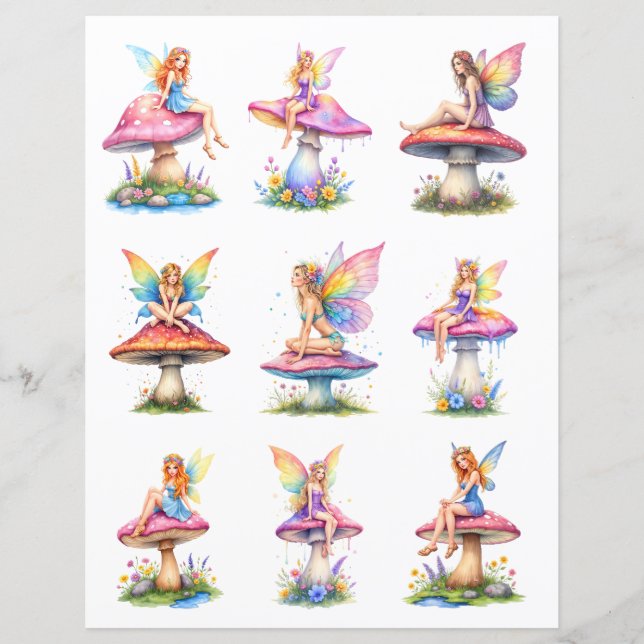 Lámina Colorful Fairy Scrapbook Paper Cutouts (Anverso)
