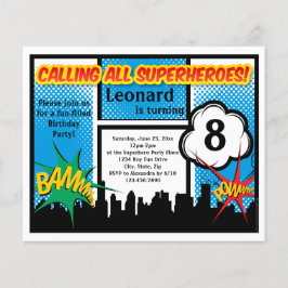 Lámina Colorida fiesta de cumpleaños de un cómico superhé