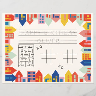 Lámina Coloridas Casas Actividad de Cumpleaños Placemat