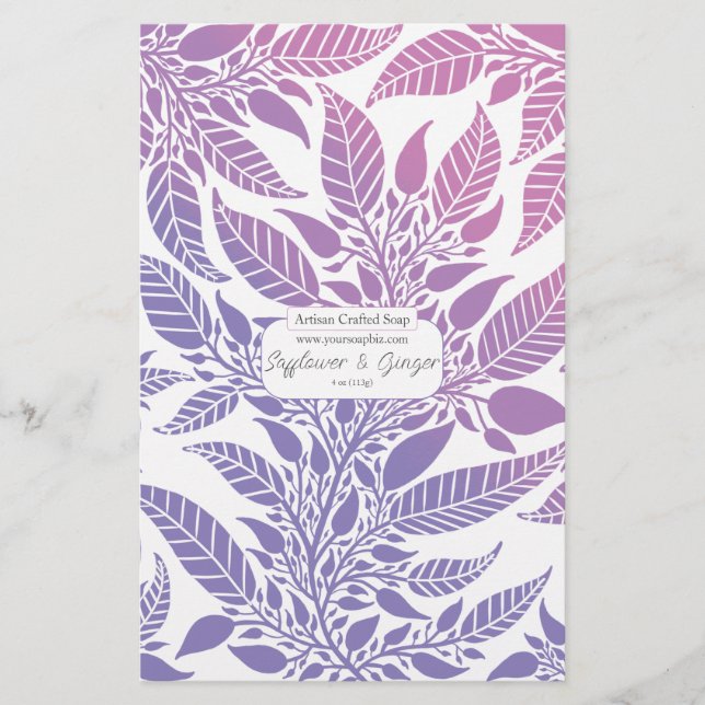 Lámina Colorido Purple & Pink Leafy Design Soap Wrap (Anverso)