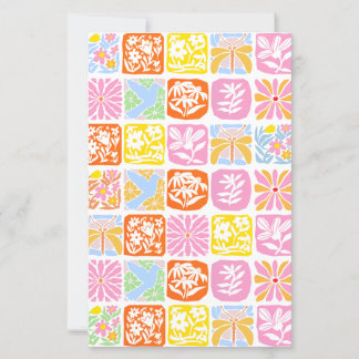 Lámina Colorido Tile Floral Botánico Folk Whimsical