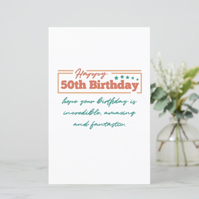 Lámina coloridos deseos de feliz 50 aniversario (Anverso de pie)
