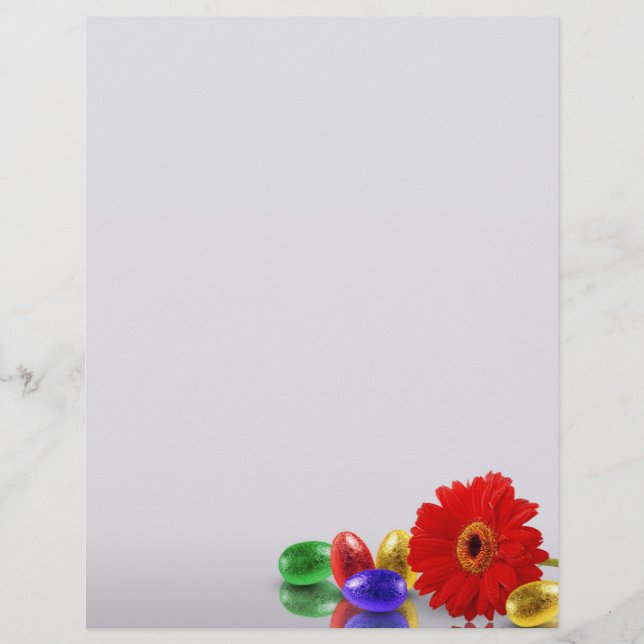 Lámina Coloridos huevos felices de Pascua con Gerbera (Anverso)