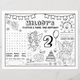 Lámina Coloring Book Fairy 2nd Birthday Paper Sheet