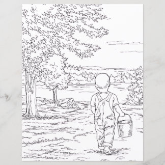 Lámina Coloring Page - Boy Goin' Pishin'