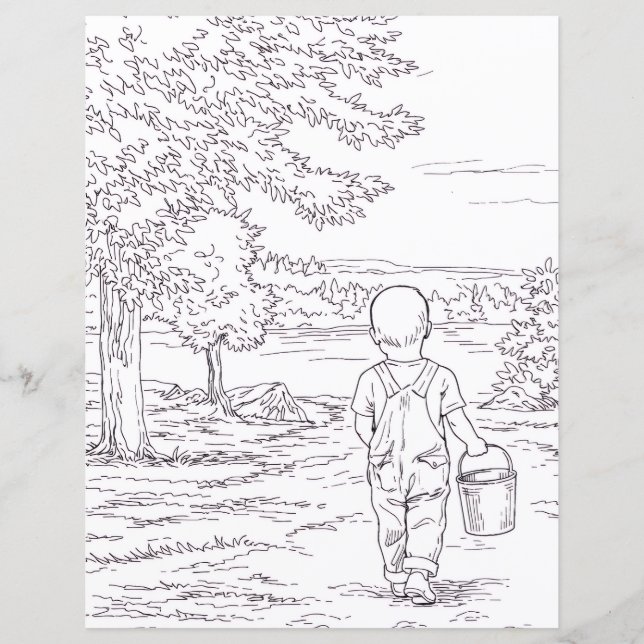 Lámina Coloring Page - Boy Goin' Pishin' (Anverso)