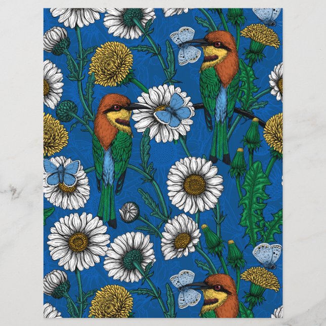 Lámina Comedores de abejas con azul (Anverso)