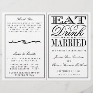 Lámina Comer, Beber & Casarse Boda Moderna en Negro/Blanc