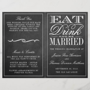 Lámina Comer, beber y casarse Boda de Chalkboard