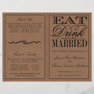 Lámina Comer, beber y casarse Boda de Kraft rústico