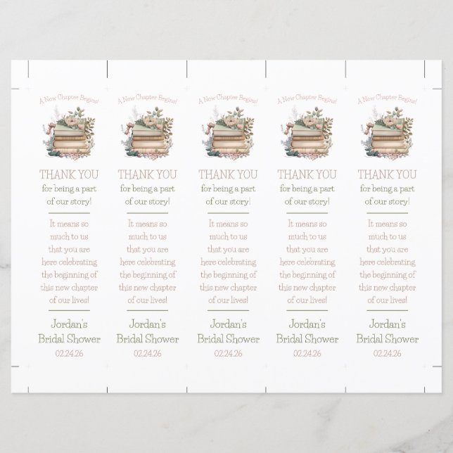 Lámina ¡Comienza Un Nuevo Capítulo! Libros florales Marca (Anverso)