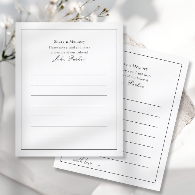 Lámina Comparte un Recuerdo - Asistencia a Servicio Funer (Share a Memory - Funeral Service Attendance Cards)