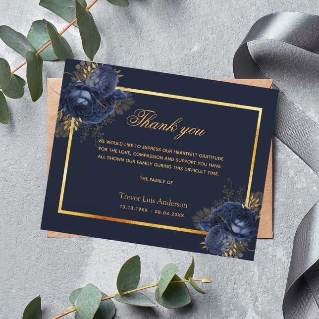 Lámina Compasión presupuestaria oro floral azul gracias (Subido por el creador)