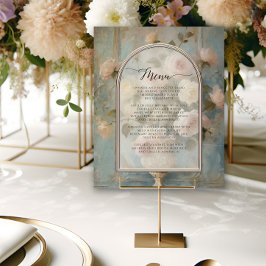 Lámina Comprimido floral francés formal azul en rosa clás