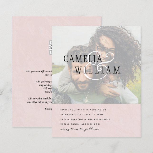 Lámina Compromiso de invitación a boda de FOTO Guardar la (Anverso / Reverso)