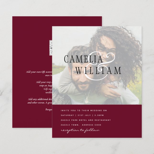 Lámina Compromiso de invitación a boda de FOTO Guardar la (Anverso / Reverso)