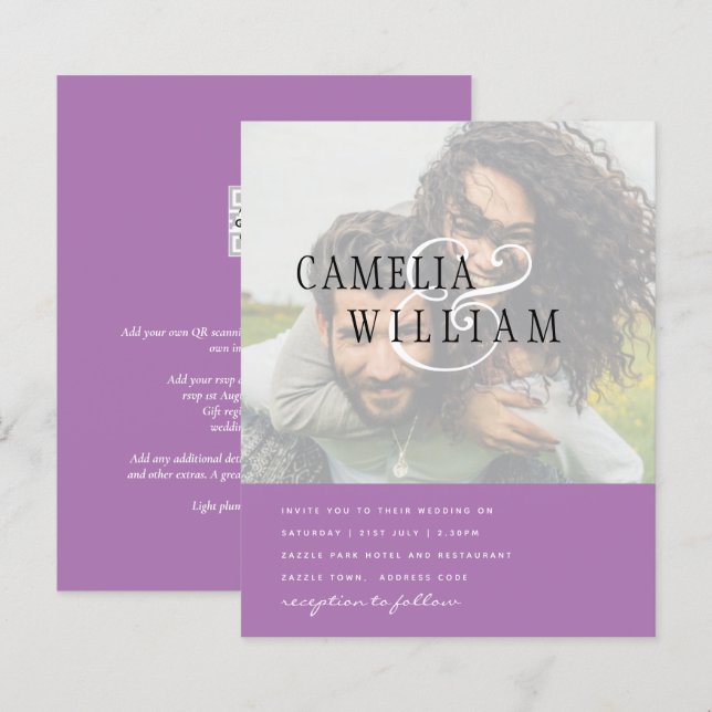 Lámina Compromiso de invitación a boda de FOTO Guardar la (Anverso / Reverso)