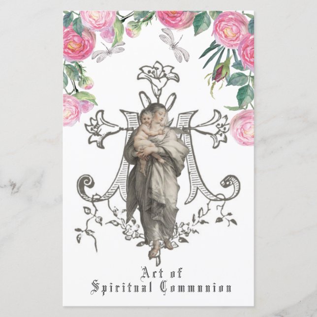 Lámina Comunión espiritual religiosa católica María Jesús (Anverso)