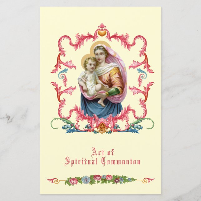 Lámina Comunión espiritual religiosa católica María Jesús (Anverso)