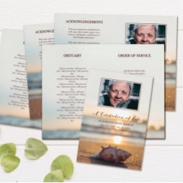 Lámina Conch on Beach Celebration of Life Funeral Program